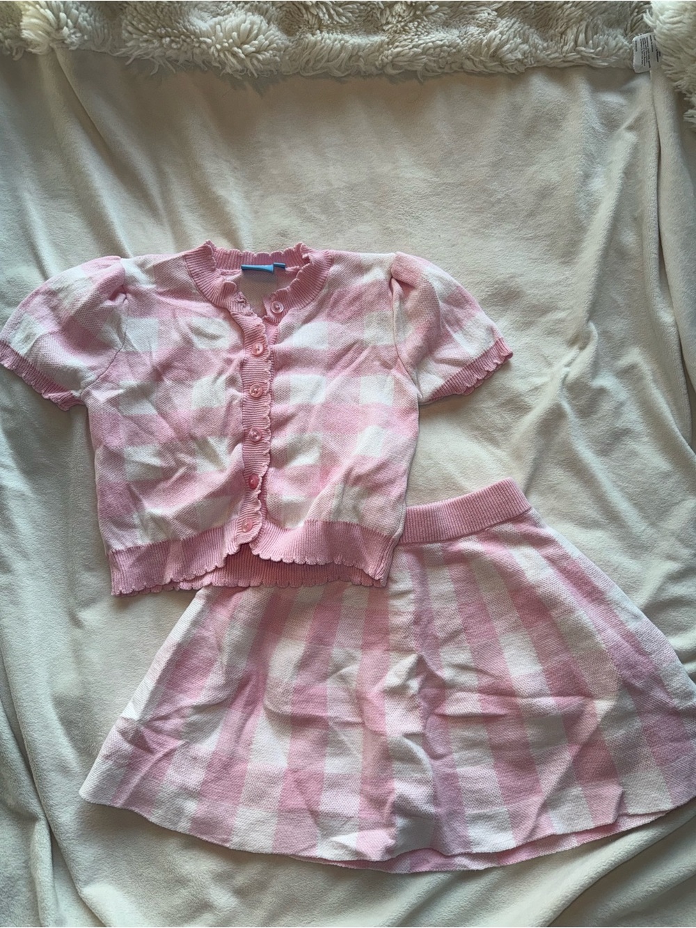 Draper James Pink & White Striped Knit Pajama Top and Skirt Set
